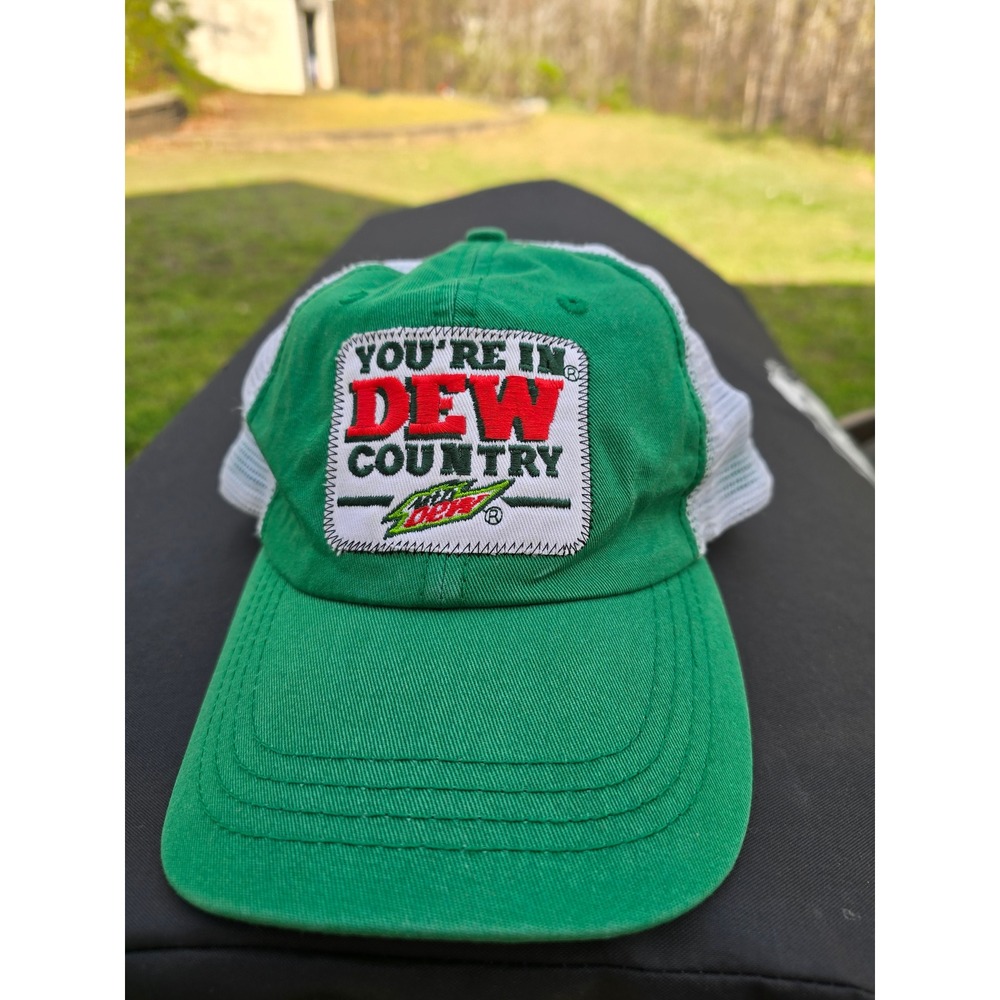 Mountain Dew Trucker Hat Green White You\'re In Dew Country‎ Patch Snapback Cap